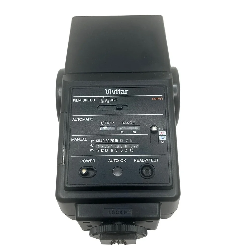 Vivitar Auto Thyristor 550FD Camera Flash with Case ISO 100 200 400 TTL UNTESTED